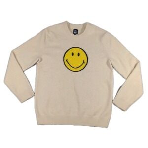 Gap SMI-LEY Face Cream Crew  Neck Long Sleeve Pullover Sweater Men's Medium